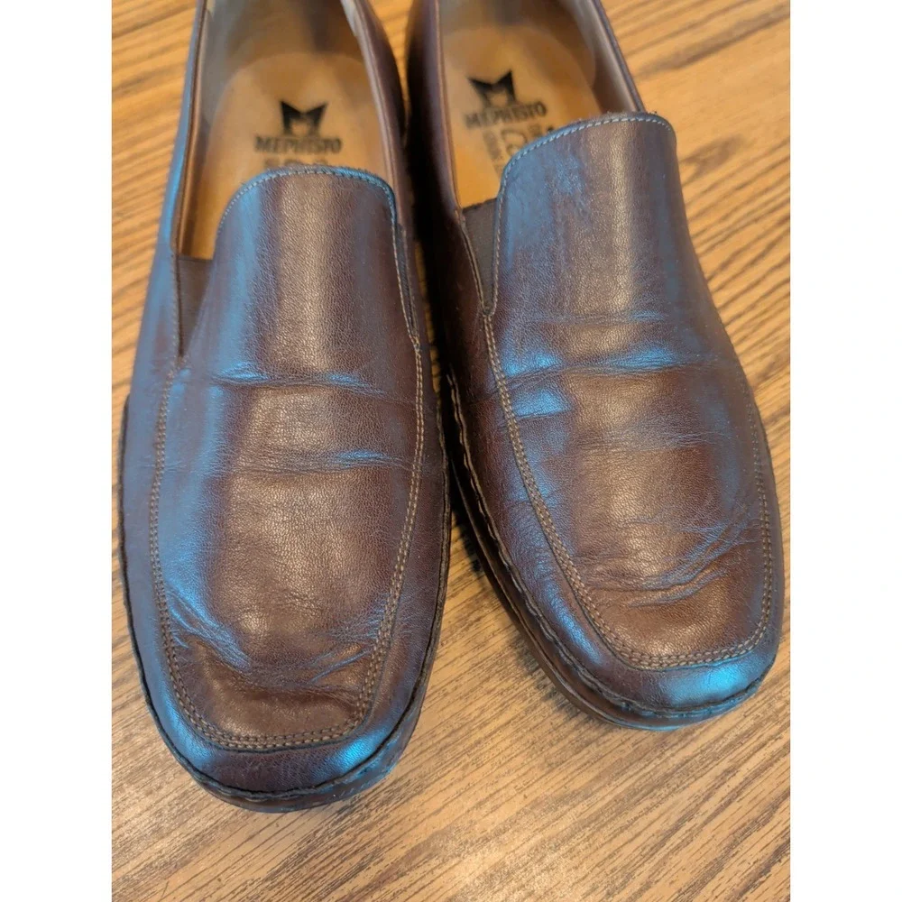 Mephisto Mens 10.5 Brown Leather Cool Air Comfort Shoes Loafers Slip On